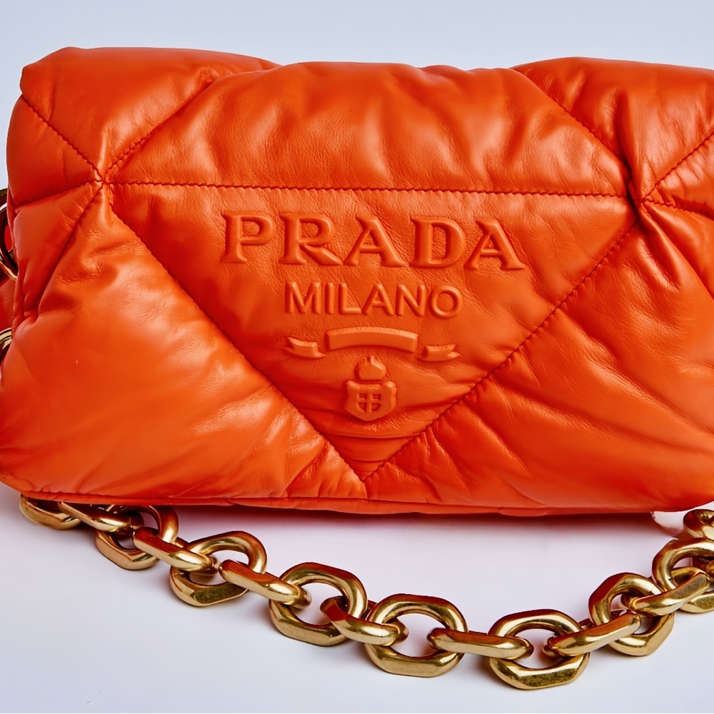 Prada Quilted Nappa Leather Shoulder Bag with Gold chain - Picture 10 of 12